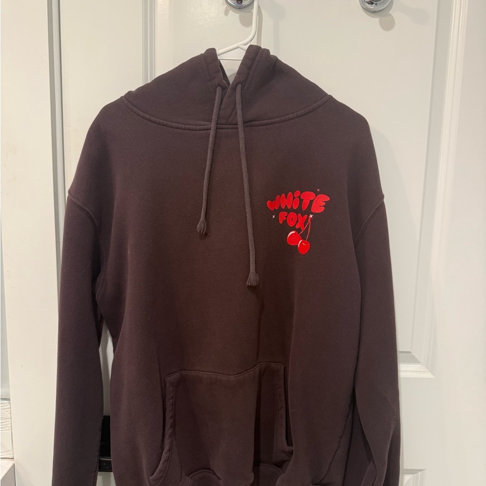 White Fox Boutique Brown Hoodie with Red Logo